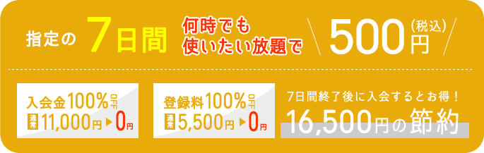 ケイフィット指定の7日間とりあえず500円で使ってみるキャンペーン